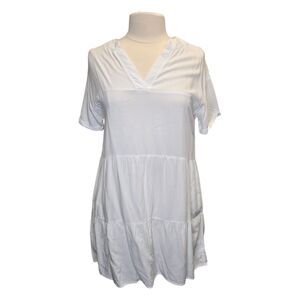 OURS Women's S Summer Casual Flutter Sleeve Bohemian Ruffle Smocked Swing Dress